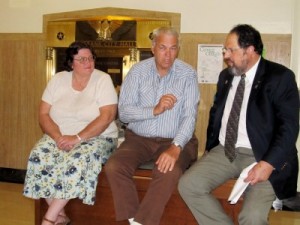 Photo: FLLewis/Media City G -- Police Commissioner Jim Etter, wife Wendy, and City Councilman Dr. Dvid Gordon in the Burbank City Hall lobby for the election returns April 12, 2011