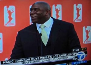 Photo: FLLewis/ Media City G -- Magic Johnson at Staples Center news conference in Downtown Los Angeles February 5, 2014