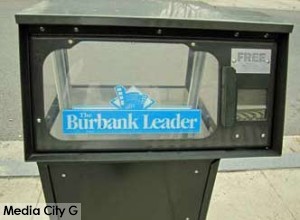 News rack for The Burbank Leader