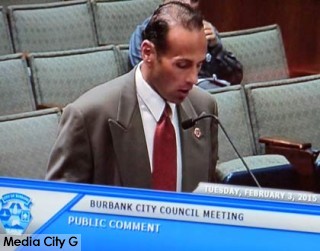 Photo: FLLewis / Media City G -- Council candidate Chris Rizzotti defended himself against anti-gay accusations at the Burbank City Council meeting February 3, 2015