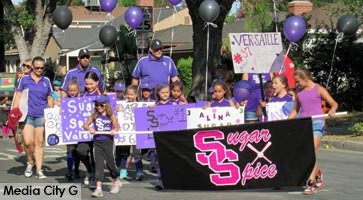 Photo: FLLewis / Media City G -- "Sugar and Spice" team marched in the Annual Ponytail Softball Jamboree parade along West Clark Avenue in Burbank June 27, 2015