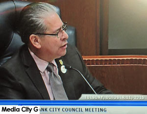 Burbank Councilman Bob Frutos at October 11, 2016 city council meeting