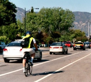 Photo: FLLewis/Media City G -- A cyclist rolls along in the bike lane on Verdugo Avenue in May of 2010