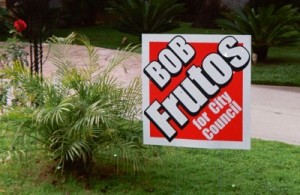 Photo: FLLewis/Media City G -- Campaign sign for Burbank City Council Candidate Bob Frutos