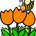 Bee and flowers clipart