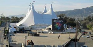 Photo: FLLewis/Media City G -- The 10-story giant white tent for "Cavalia's Odysseo" shows was pitched on Front Street in Burbank February 26, 2013