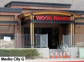 Photo: FLLewis / Media City G -- First Street entrance to Wood Ranch BBQ & Grill in Burbank May 23, 2016
