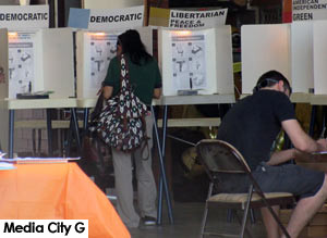 Photo: FLLewis / Media City G --Primary polling location inside fire station 15 at 1420 West Verdugo Avenue Burbank June 7, 2016