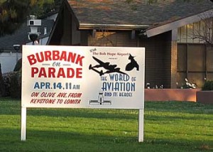 Photo: FLLewis/Media City G - Burbank on Parade sign at George Izay Park at 111 West Olive Avenue Burbank 