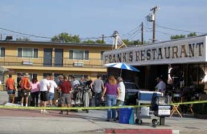 Photo: FLLewis/Media City G - Cameras rolling for "CSI: Las Vegas" at Frank's Restaurant on West Olive Avenue in Burbank today August 03, 2012