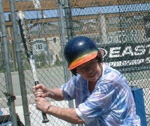 Photo from www.charlottecarter.com -- Author Charlotte Carter in the batting cage ready to slam a homer September 2010
