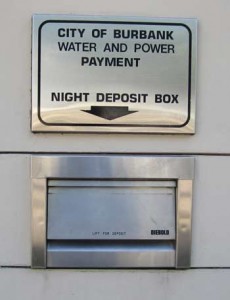 Photo: FLLewis/Media City G -- Payment drop off box at Burbank Water and Power 164 West Magnolia Boulevard, Burbank 