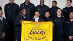 Photo: White House Blog --NBA 2010 World Champion Los Angeles Lakers and President Obama came together for an afternoon of education and service projects with some Washington DC kids December 13, 2010