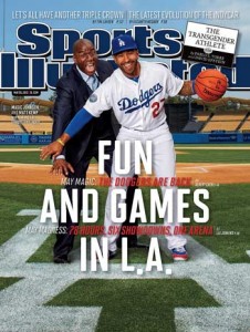 Photo: courtesy Los Angeles Dodgers -- Magic Johnson and Matt Kemp on the cover of the May 28, 2012 Sports Illustrated