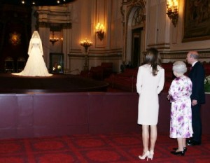 Photo credit Clarence House -- Duchess of Cambridge and Queen Elizabeth viewed Kate Middleton's wedding dress display at Buckingham Palace July 22, 2011