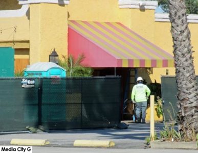 Photo: FLLewis/ Media City G -- Workman at the site of the former El Torito restaurant on Olive Avenue in Burbank June 19, 2017