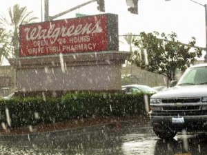Photo: FLLewis/Media City G -- Heavy rain fell in the Walgreens and Trader Joe's parking lot at South San Fernando Boulevard and East Alameda Avenue in Burbank late in the afternoon August 30, 2012