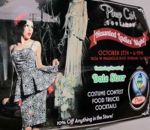 Photo: FLLewis/Media City G -- Haunted "Ladies Night Out" poster at the Pinup Girl Boutique 3606 Magnolia Blvd. Burbank  October 24, 2013