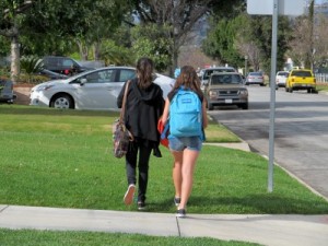 Photo: FLLewis/media City G -- Two Luther Burbank students walk on the grass area along North Screenland Drive winter 2011