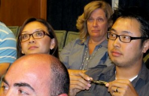 Photo: FLLewis/Media City G -- Homeowners Alice and Daniel Parks (both shown wearing glasses) at a city council meeting during the discussion of the a home development project at 1030 Via Alta Burbank  July 12, 2011