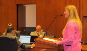 Photo: FLLewis/Media City G -- Director of Park, Recreation and Community Services Department, Judie Wilke, argued against reinstating the Spring Egg-Stravaganza for 2013 at the Burbank City Council meeting, March 12, 2013