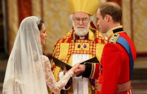 Photo: The British Monarchy/Flickr -- Kate Middleton and Prince William exchange wedding vows inside Westminster Abbey London April 29, 2011