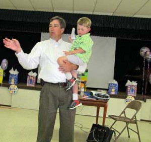 Photo: FLLewis/ Media City G -- Mayor Dave Golonski held onto grandson Grant while giving a speech at the Burbank Coordinating Council 80th anniversary bash in Burbank, March 4, 2013