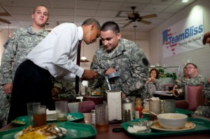 Photo: Pete Souza/White House -- President Obama shares a moment with a soldier at Fort Bliss in El Paso, Texas, August 31, 2010