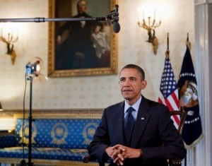 Photo: Lawrence Jackson/White House -- President Obama prepares to tape his weekly Saturday address on September 2, 2010