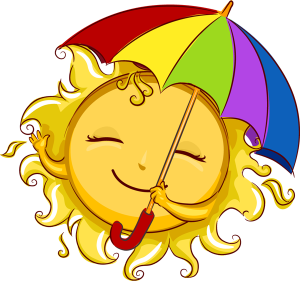 Sun with umbrella graphic