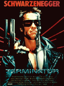 movie poster of Arnold Schwarzenegger as the "Terminator"