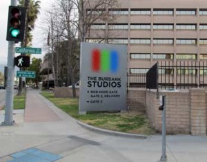 Photo: FLLewis/Media City G -- The Burbank Studios sign has replaced the NBC Studios at Olive Avenue and California Street in Burbank March 6, 2013