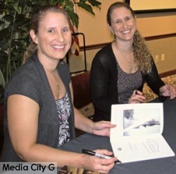 Photo:FLLewis/ Media City G -- Twin authors Jamie C. Schonauer and Erin K. Schonauer signed copies of "Early Burbank" in Burbank on April 26, 2014