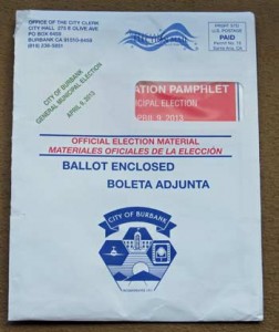 Photo: FLLewis/Media City G -- Burbank Municipal General Election ballot April 5, 2013