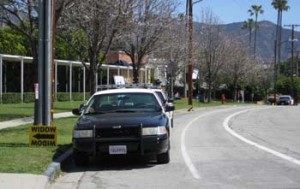 Photo: FLLewis/Media City G -- Fake Los Angeles Police cars parked out front of the General Motors training facility/turned TV film set on Riverside Drive Burbank April 2, 2012 