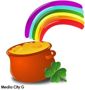 pot of gold graphic with shamrock