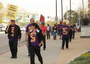Photo: Terje Canavarro/Freelance photographer -- SEIU demonstrators turned out in support of janitors in the Media District of Burbank March 30, 2012
