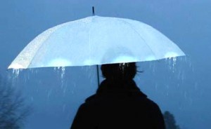 Clip art of person walking with umbrella in the rain